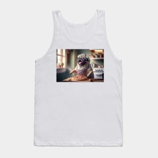 Pug Dog Pizza Chef Singing in the Kitchen T-Shirt Mug Apron Tank Top